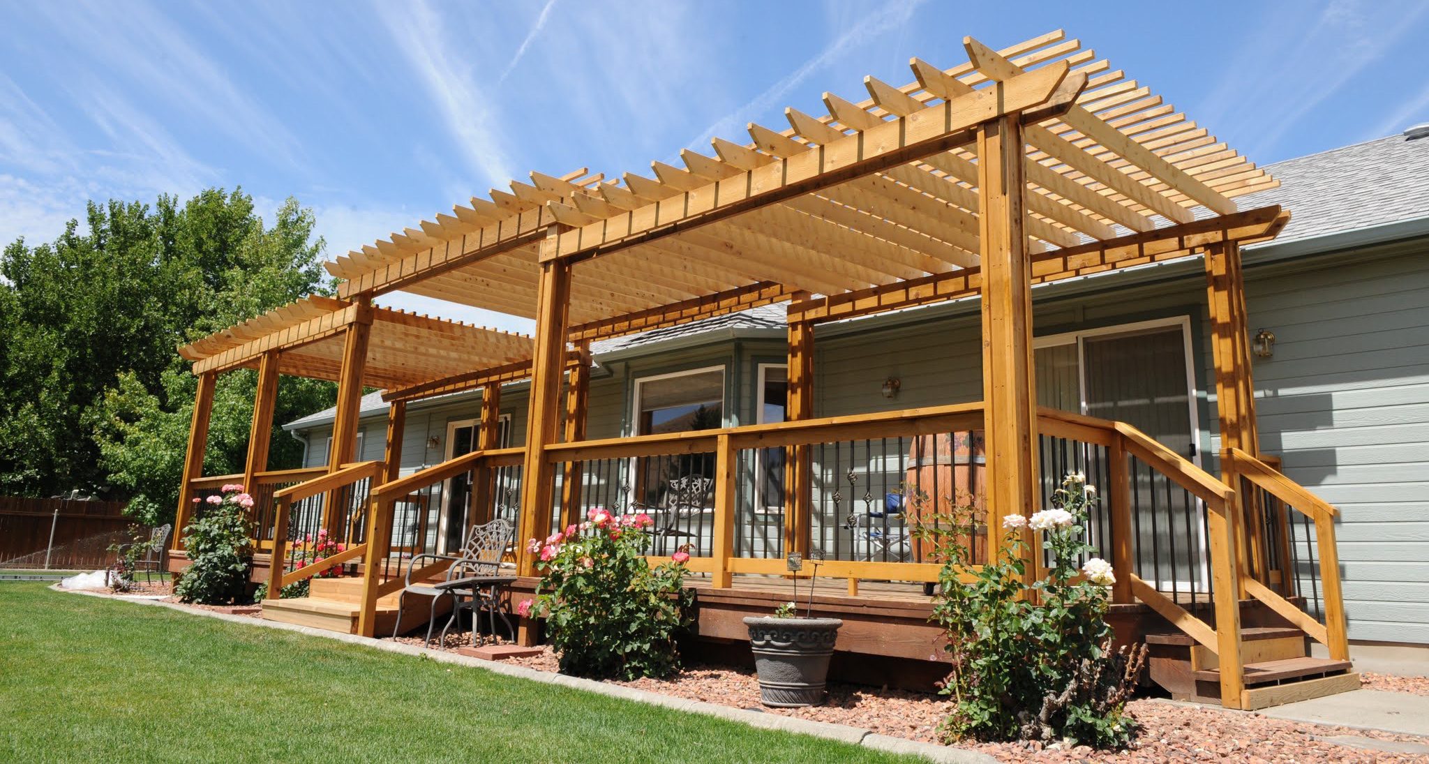 Large cedar pergola