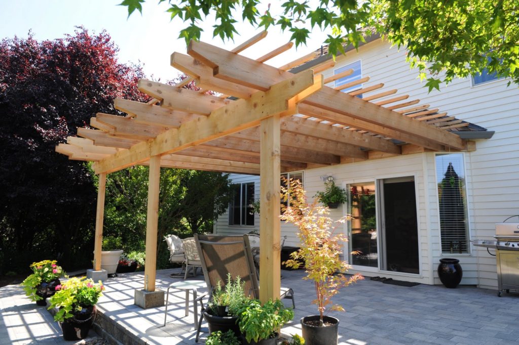 attached wood pergola