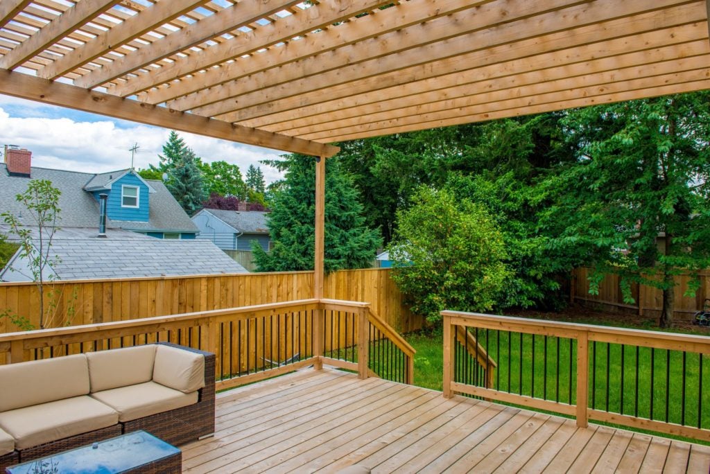 1041 Decking Cedar Port Orford cedar deck under a cedar pergola
