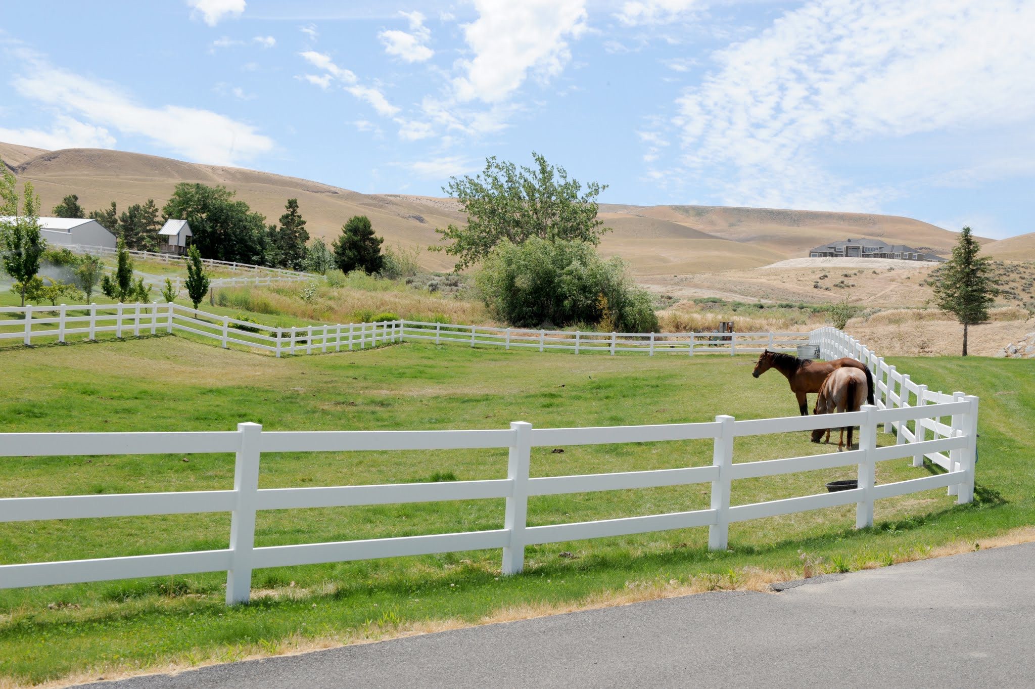 Vinyl Pasture Rail Fence built by Rick's Custom Fencing and Decking