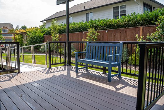 The finished deck built by Rick’s Custom Fencing & Decking for Rex The finished deck built by Rick’s Custom Fencing & Decking for Rex