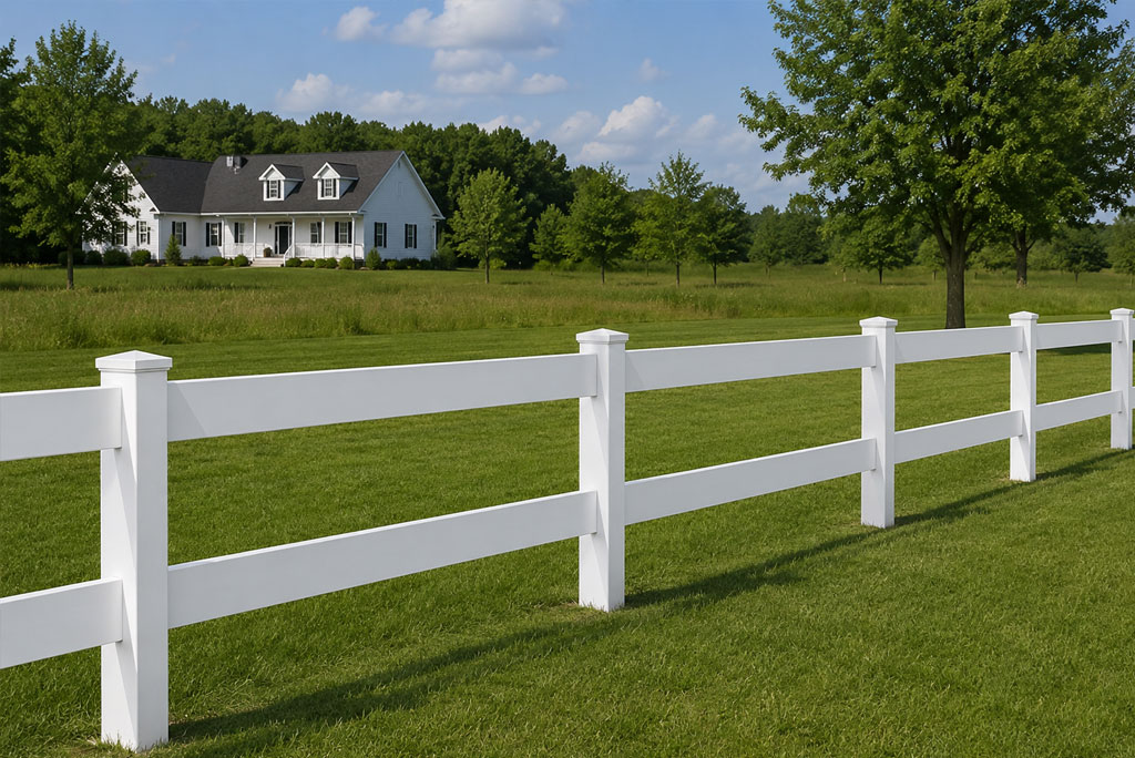 Vinyl two rail pasture fence Vinyl two rail pasture fence