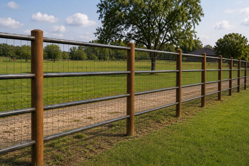 wire backed pipe rail fence wire backed pipe rail fence