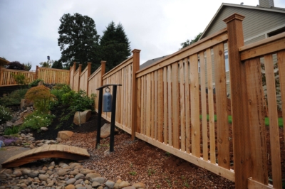 1018 Custom Cedar Fencing Custom semi-privacy fence with 6 inch and 4 inch boards