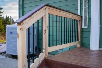 1067 Cedar Handrails Armadillo cap on cedar railing