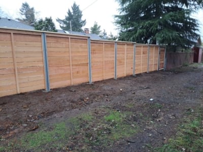 1042 Horizontal Cedar Fencing horizontal fencing with steel posts