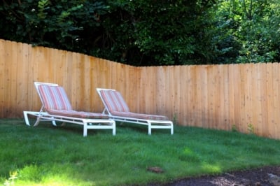 1037 Cedar Solid Style Fencing corner of solid style fence with dog ear boards