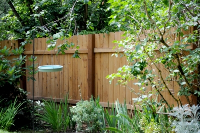 1039 Cedar Solid Style Fencing back side of solid style fence with dog ear boards