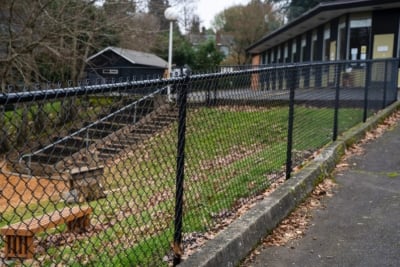 1045 Chain Link Fencing Chain link fencing at a Portland school.