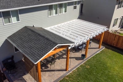 1065 Covers Wood Framed Gabled Wooden gable patio cover with pergola