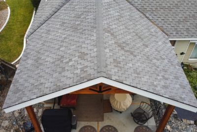 1103 Covers Wood Framed Bird's eye view of a patio cover's roof.