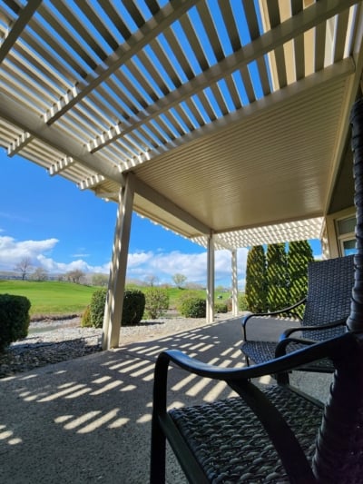 Duralum Pergola 038 shade under a duralum pergola