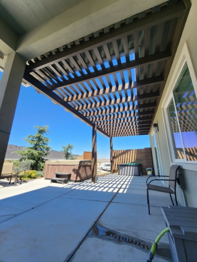 Duralum Pergola 043 underneath an aluminum pergola