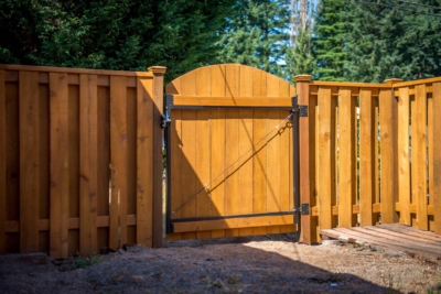 1048 Cedar Gate Round top wood gate from Ricks's