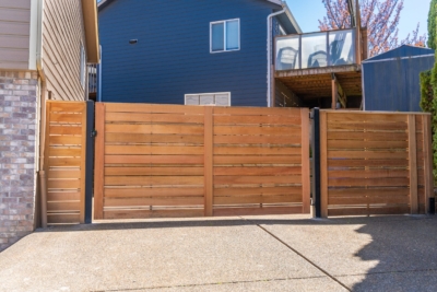 1053 Cedar Gate Horizontal cedar metal frame gate in Salem, OR