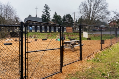 1002 Chain Link Fencing black chain link gate