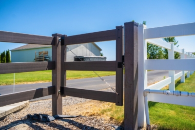 1003 Vinyl Gates dark brown pasture rail gate