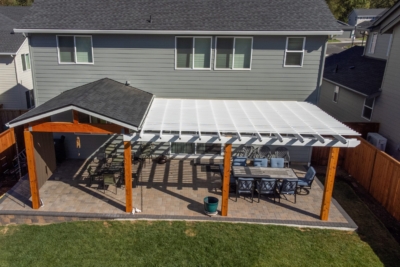 1068 Covers Pergolas Vinyl Vinyl Pergola with cedar wrapped posts