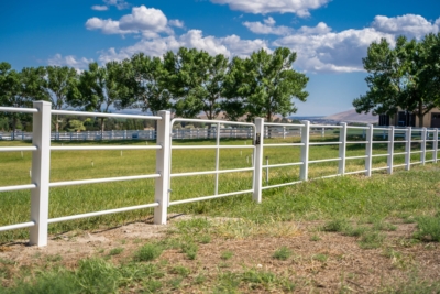 1027 Pipe Rail Fencing White pipe rail fencing