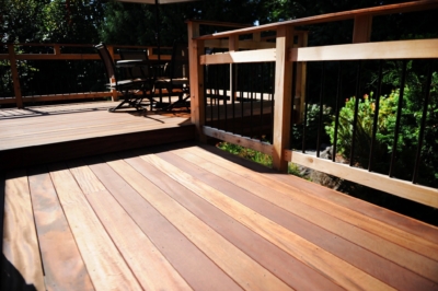 1011 Decking Tigerwood Hardwood deck in the sun