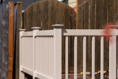 1038 Vinyl Handrails. corner of clay vinyl handrail