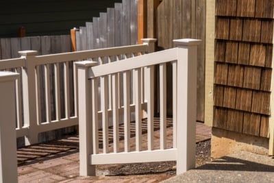 1041 Vinyl Handrails. a short section of clay colored vinyl railing