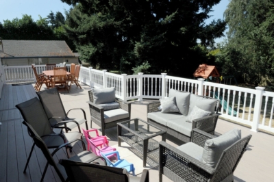 1045 Vinyl Handrails. white vinyl railing with colonial pickets
