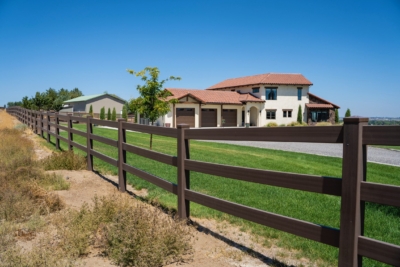 1031 Vinyl Pasture Rail Fencing Dark Walnut pasture rail fencing
