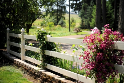 1061 Vinyl Pasture Rail Fencing Tan Pasture Rail fence with gothic caps