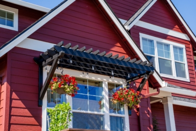 Painted Cedar Pergola over a window