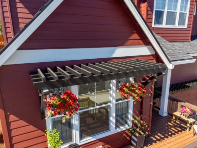 Painted Cedar Pergola over a window