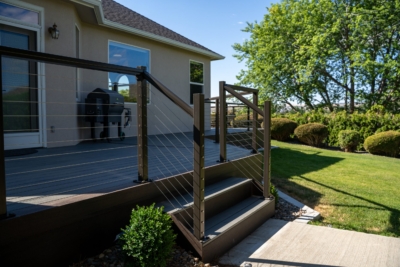 Composite Deck with stairs and cable railing